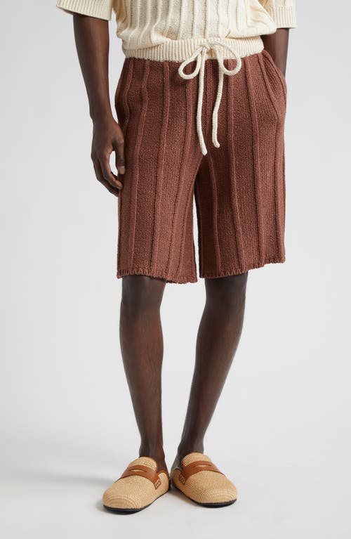 The Elder Statesman Beach Guy Rib Cotton Sweater Shorts In Cinnamon/natural