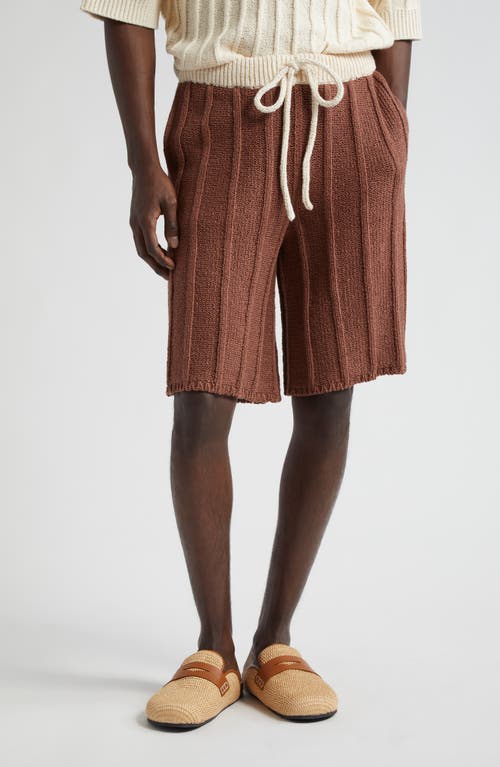 Shop The Elder Statesman Beach Guy Rib Cotton Sweater Shorts In Cinnamon/natural