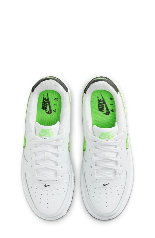 Shop Nike Kids' Air Force 1 Sneaker In White/ Black/ Green Strike