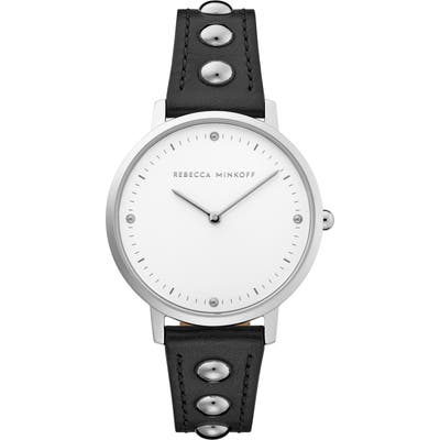 Rebecca Minkoff Major Stud Leather Strap Watch, 35Mm