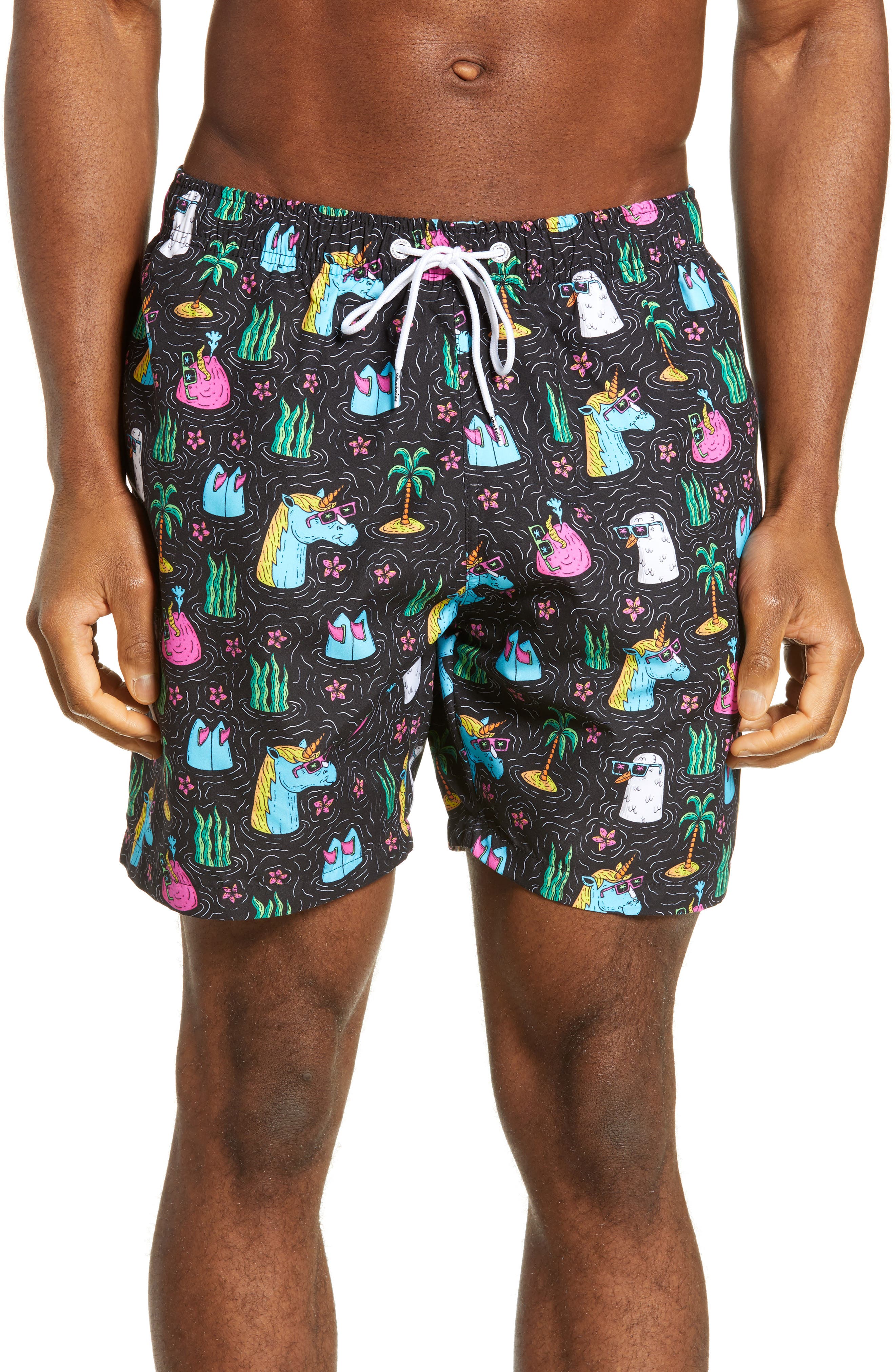 unicorn swim trunks