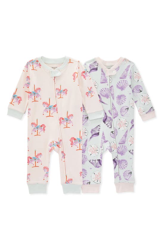 Burt's Bees Baby Babies' Set Of 2 Organic Cotton Coveralls In Morning Mist