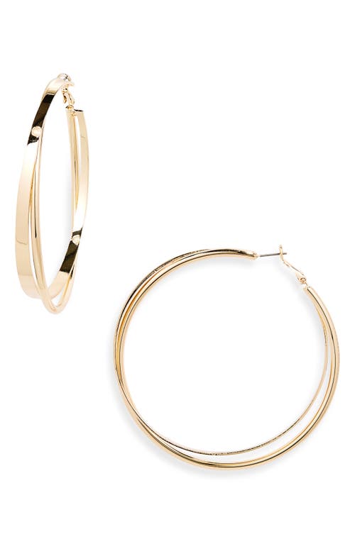 Shop Nine West 72mm Linked Hoop Earrings In Gold