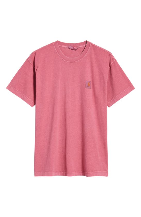 Shop Carhartt Nelson Oversize Logo Patch T-shirt In Magenta Garment Dye