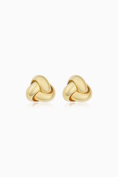 Oradina 14k Yellow Solid Gold Forget Me Knot Studs In Yellow Gold