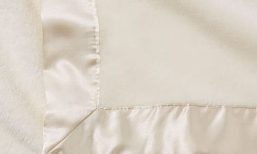 Elegant Baby Satin Trim Fleece Blanket In Cream