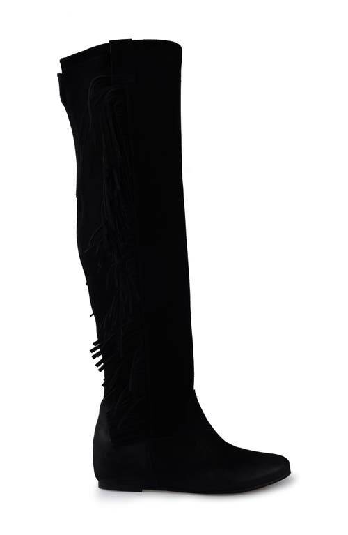 Zigi Brooklynne Knee High Wedge Boot In Black Suede