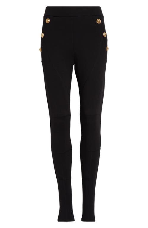 Balmain Button-embellished Stirrup Leggings In 0pa Black