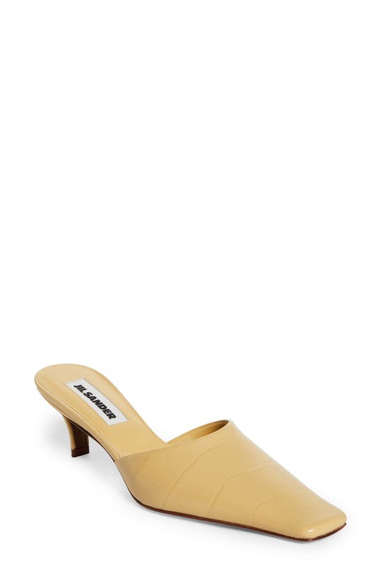 JIL SANDER CROC EMBOSSED KITTEN HEEL MULE