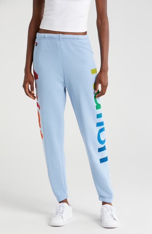 Shop Aviator Nation Rainbow Logo Sweatpants In Ice