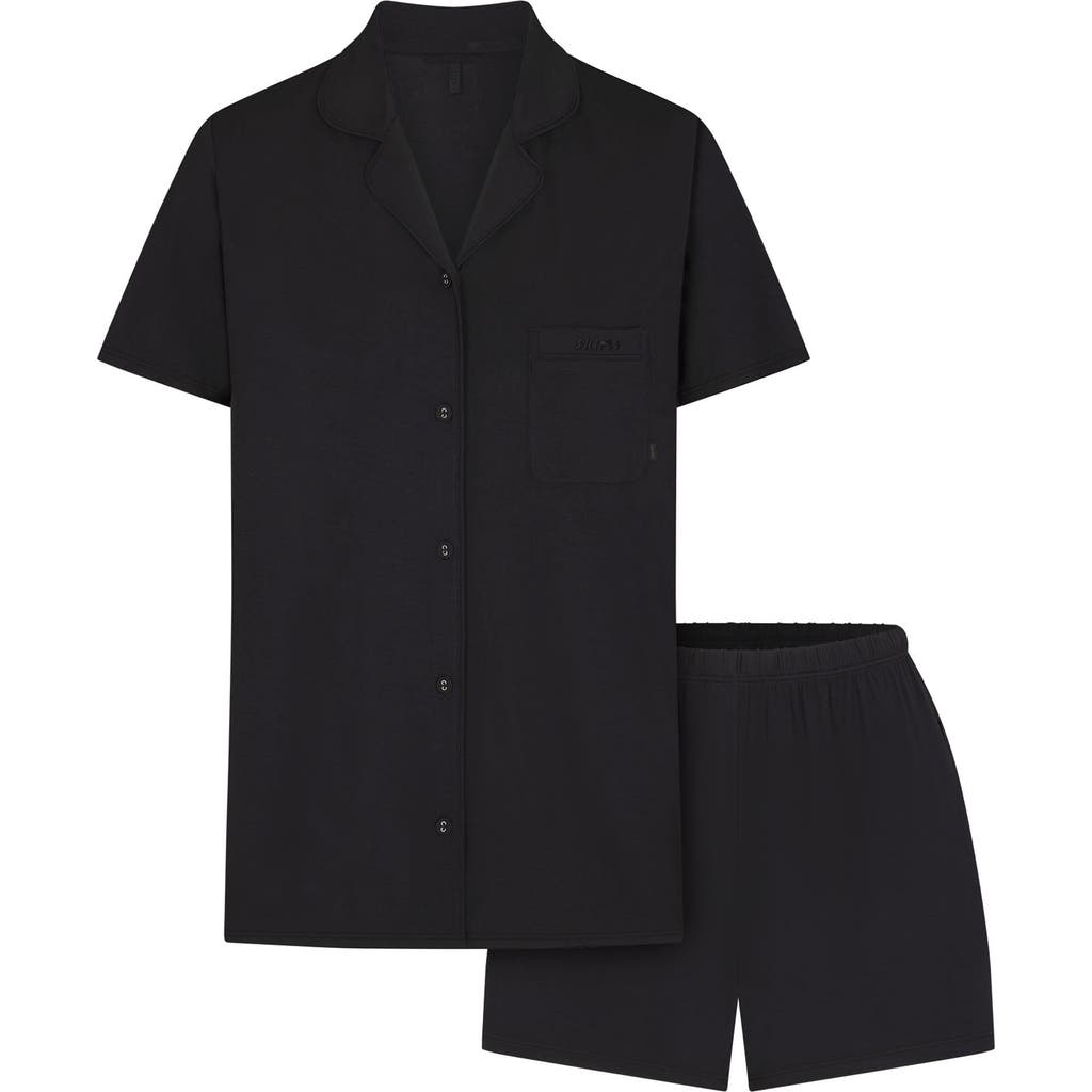 Skims Womens Soft Lounge Stretch-woven Short Pyjamas Onyx In Black