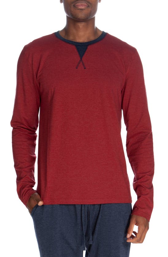 UNSIMPLY STITCHED LONG SLEEVE CONTRAST CREWNECK SHIRT