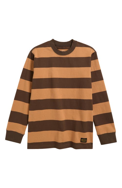 Shop Rvca Kids' Chainmail Stripe Long Sleeve T-shirt In Camel