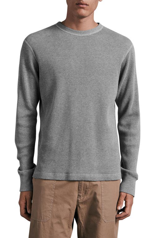 rag & bone Long Sleeve Waffle Knit Cotton Top in Hthrgry