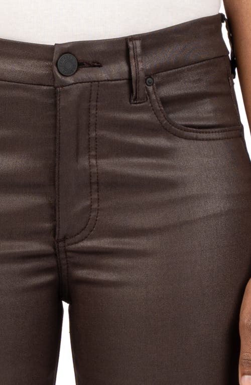 Shop Kut From The Kloth Meg Fab Ab Coated High Waist Ankle Wide Leg Jeans In Chocolate