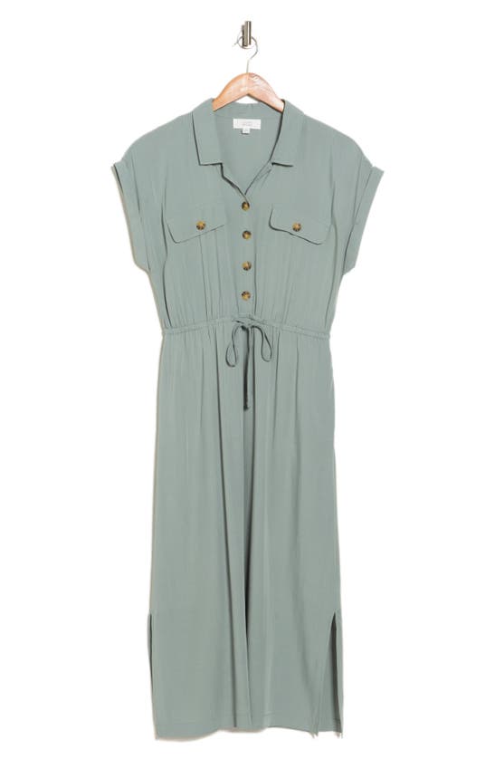 Lucky Brand Short Sleeve Utility Dress In Chinois Green