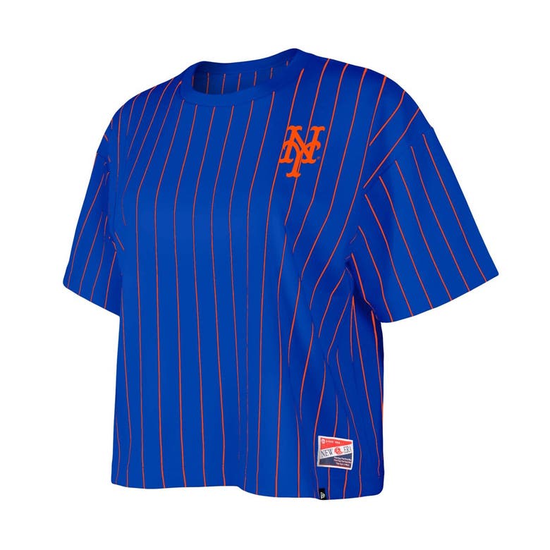 Shop New Era Royal New York Mets Boxy Pinstripe T-shirt