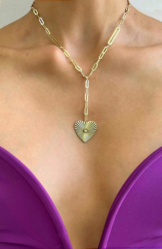 Shop Jennifer Zeuner Sheldon Diamond Pendant Y Necklace In Yellow Gold