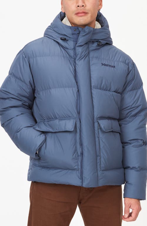 Shop Marmot Stockholm Hooded 700 Fill Power Down Jacket In Storm