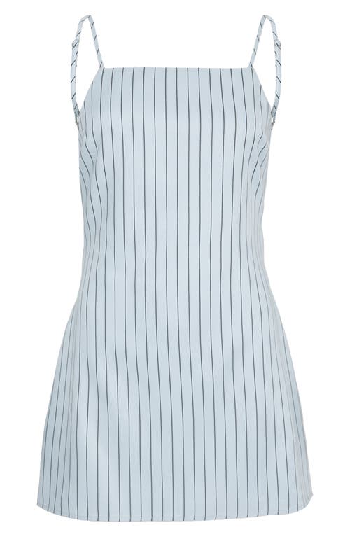 Shop Nasty Gal Pinstripe Square Neck Open Back Minidress In Pale Blue