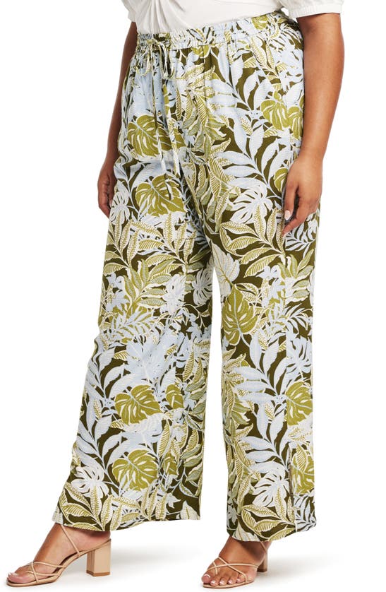 Shop Estelle Elle Floral Wide Leg Pants In Leaf Print