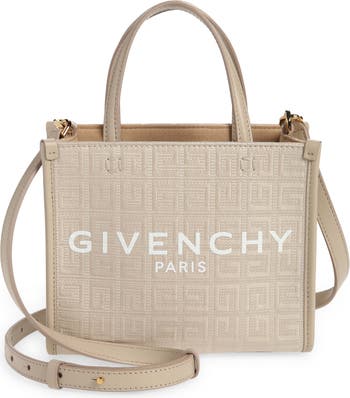 GIVENCHY Pink Mini G Tote Vertical shopping Bag leather trimmed Washed  Canvas