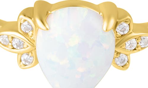 Adornia Fine Pear Cut Opal & Moissainte Ring In White