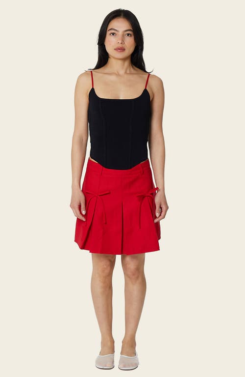 Shop Find Me Now Pleated Bow Miniskirt In Red