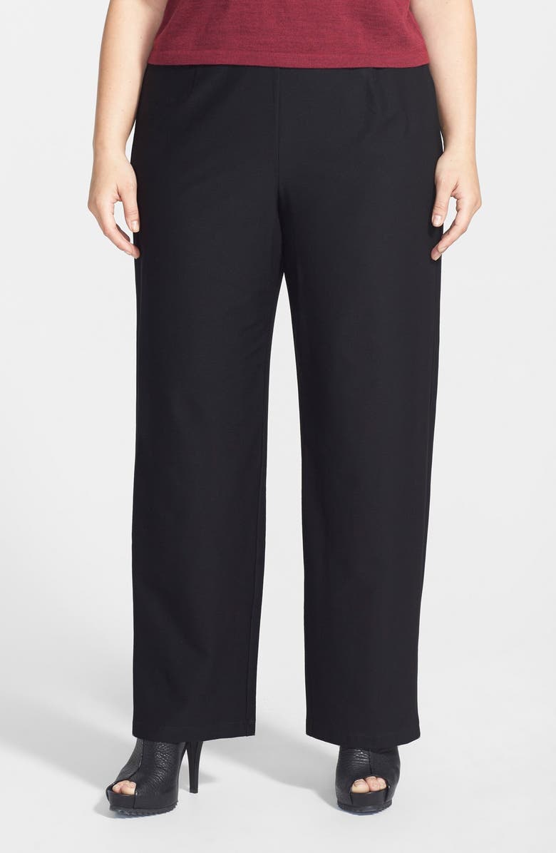 Eileen Fisher High Rise Straight Leg Crepe Pants (Plus Size) | Nordstrom
