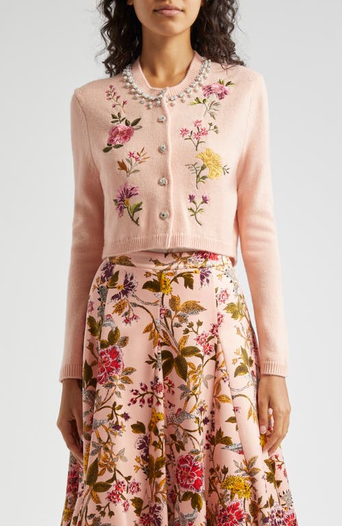 Shop Cinq À Sept Isolde Floral Embroidery Cardigan In Soft Pink Multi