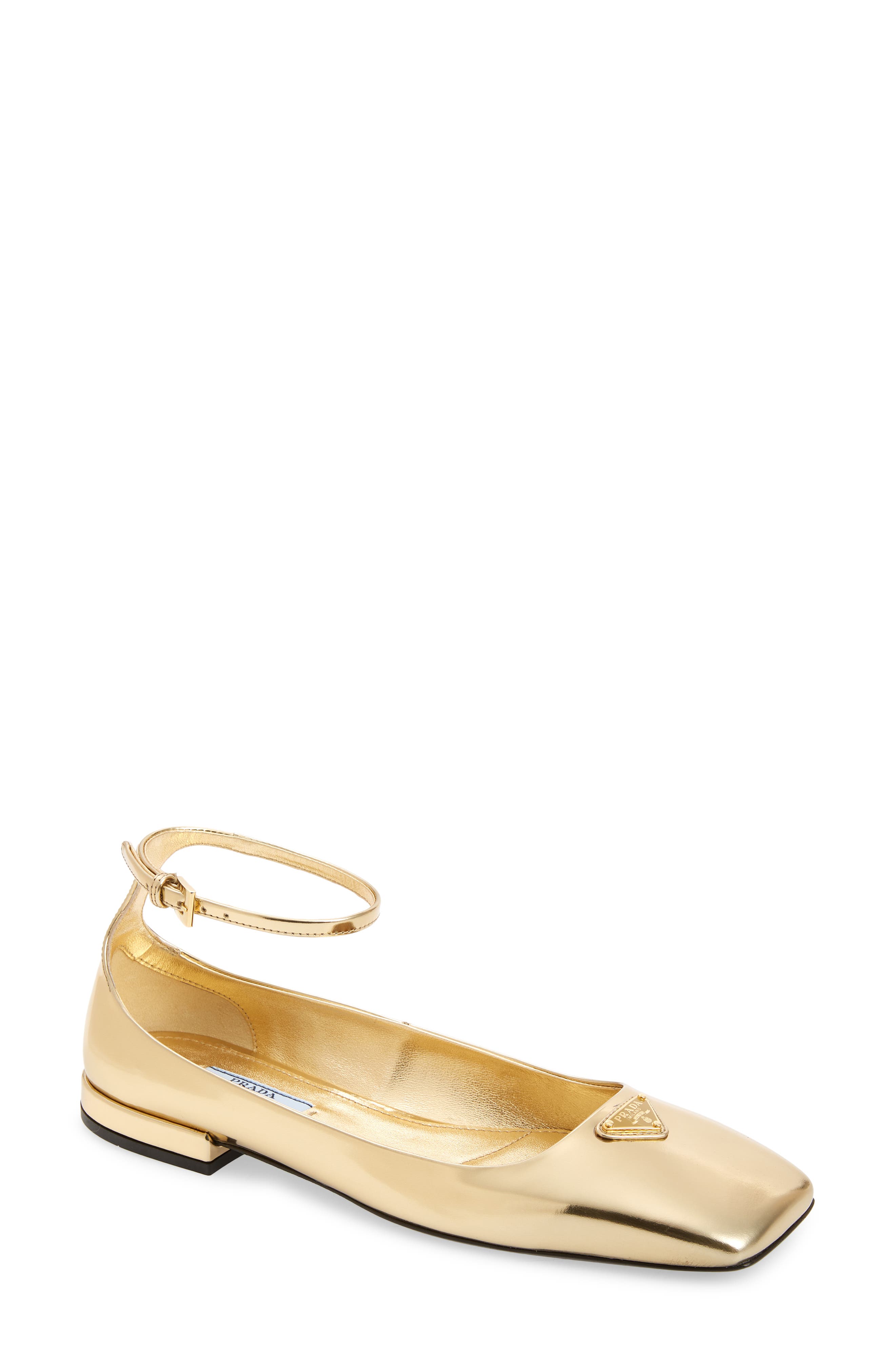 prada gold flats