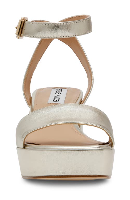 Shop Steve Madden Mercerr Ankle Strap Platform Sandal In Gold Leather