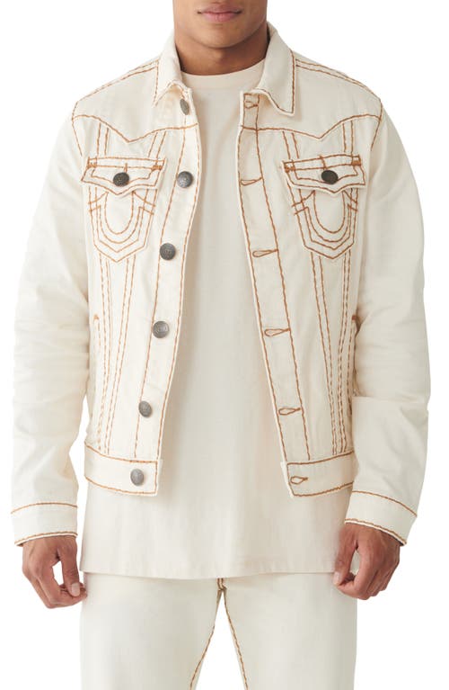 True Religion Brand Jeans Jimmy Super T Denim Trucker Jacket in Ivory