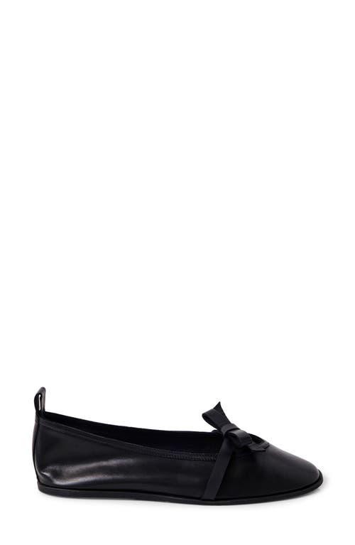 Shop Free People Mania Bow Ballet Flat In Black Leather