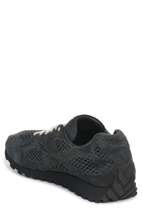 Bottega Veneta Textured Suede And Mesh Grey Sneakers In Shadow Grey