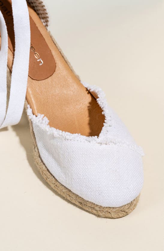 Shop Patricia Green Gwen Frayed Espadrille Wedge Sandal In White