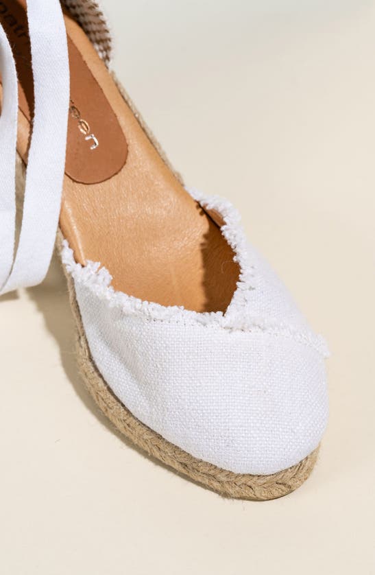 Patricia Green Gwen Frayed Espadrille Wedge Sandal In White