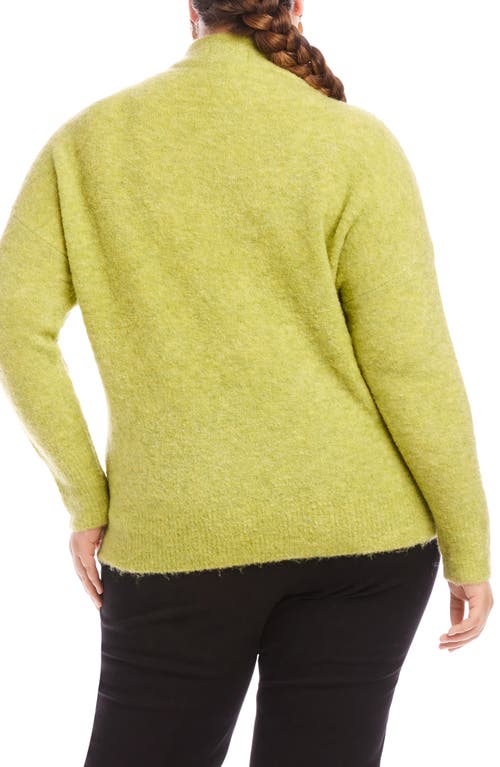 Shop Karen Kane Funnel Neck Bouclé Sweater In Moss