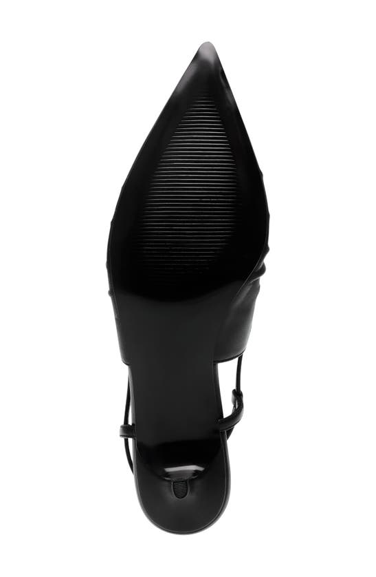 Shop Steve Madden Syrie Kitten Heel Slingback Pointed Toe Pump In Black Leather