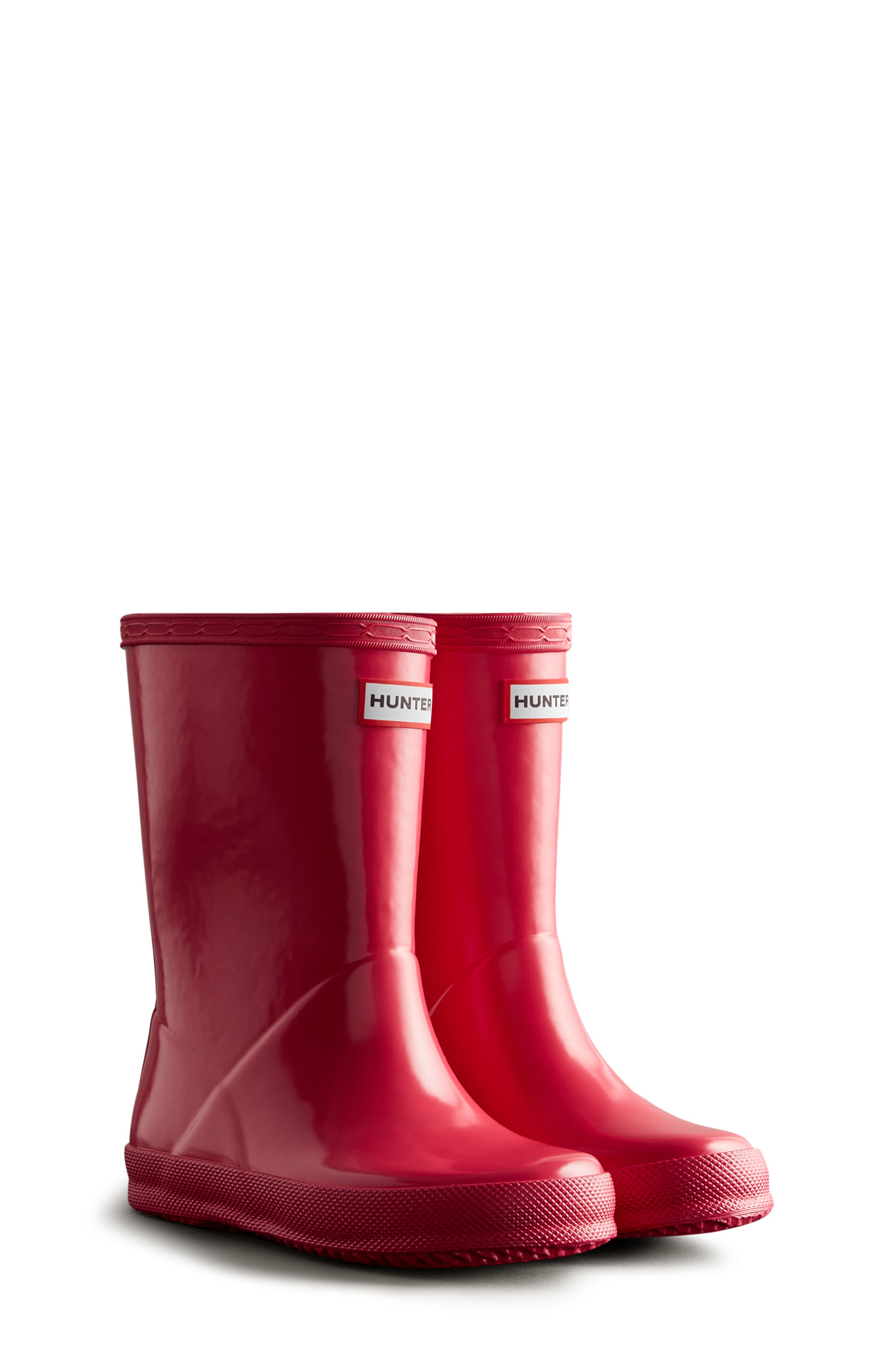 red hunter gloss boots