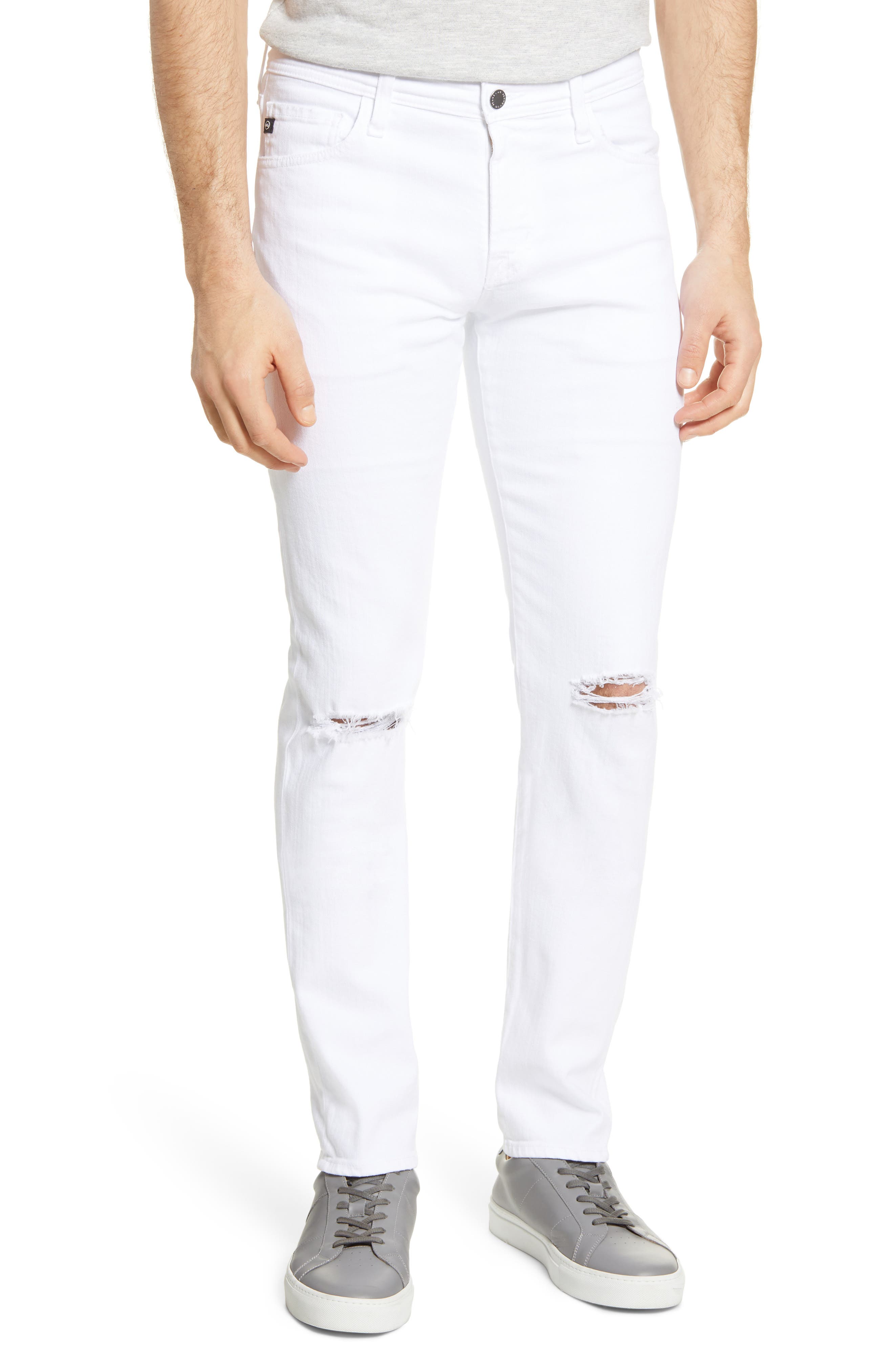 mens white slim straight jeans