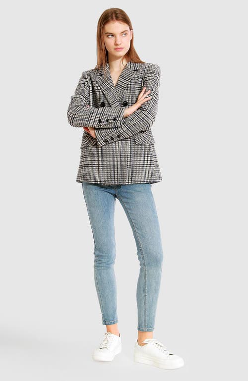 Belle & Bloom Piccadilly Wool Blend Plaid Blazer In Grey