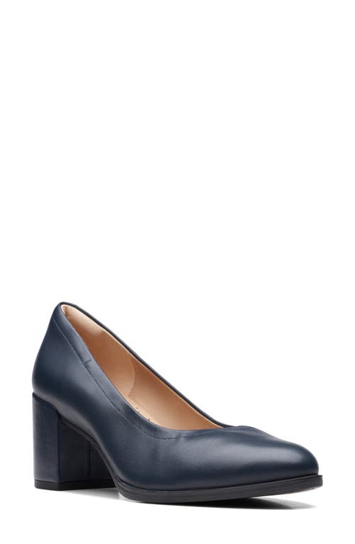 Clarks(r) Freva55 Court Pump Navy Leather at Nordstrom,