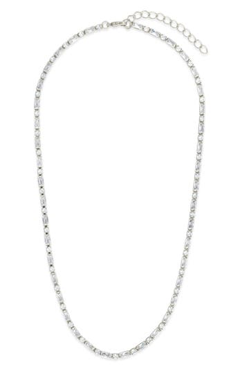 Sterling Forever Georgia Cubic Zirconia Tennis Necklace In Silver