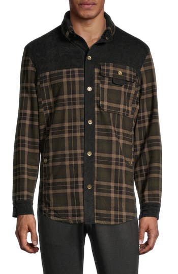 Shop Soul Of London Plaid Long Sleeve Shirt Jacket In Green