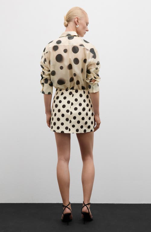 Shop Mango Mansur Polka Dot Satin Miniskirt In Ecru