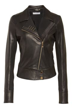 Versace Collection Asymmetrical Zip Leather Jacket | Nordstrom