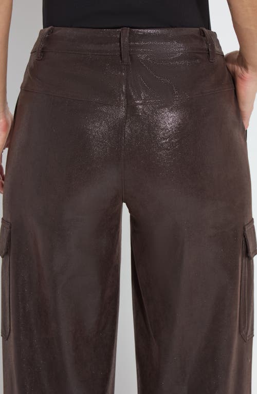 Lyssé Callie Patent Foil Vegan Suede Pants In Liquid Mocha In Liquid Mocha