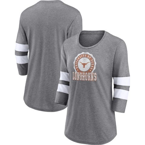 Women's Fanatics Branded Heather Charcoal Philadelphia Flyers Line Shift Tri-Blend Three-Quarter Sleeve T-Shirt