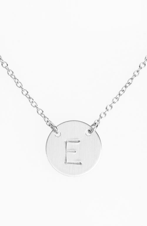 Sterling Silver Initial Disc Necklace in Sterling Silver E